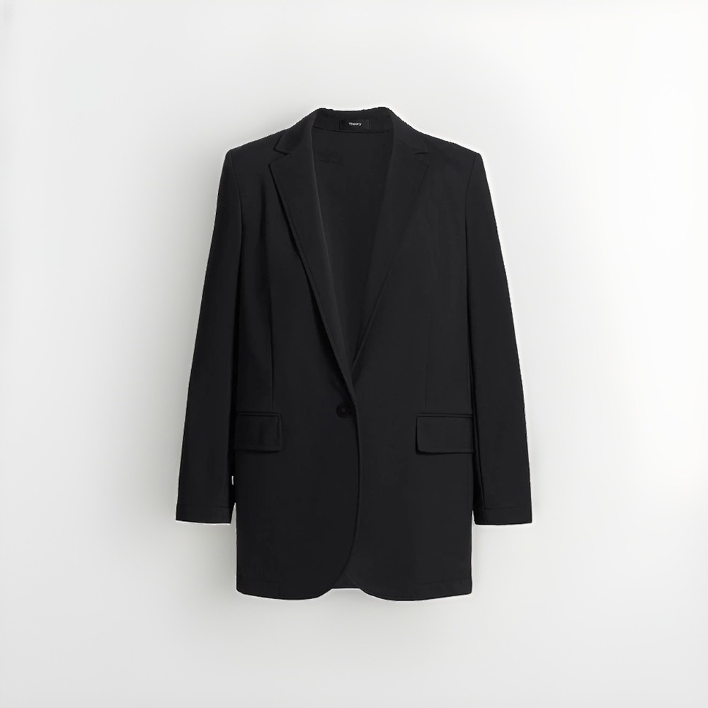 Theory Precision Ponte Casual Single-Breasted Blazer Woman's Size 4 One-Button